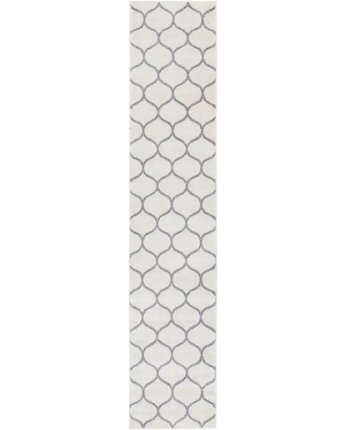 Geometric rounded trellis frieze rug (runners) - White