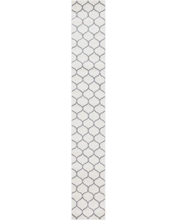 Geometric rounded trellis frieze rug (runners) - White