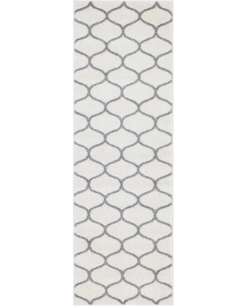 Geometric rounded trellis frieze rug (runners) - White