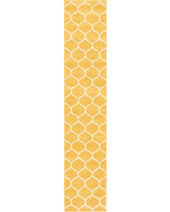 Geometric rounded trellis frieze rug (runners) - Yellow