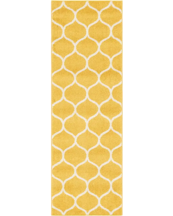 Geometric rounded trellis frieze rug (runners) - Yellow