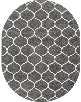 Geometric rounded trellis frieze rug (square oval &