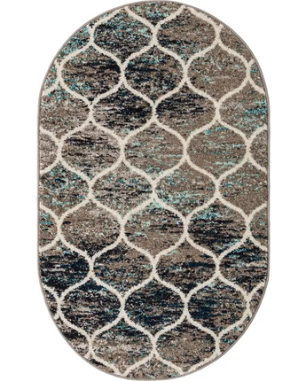 Geometric rounded trellis frieze rug (square oval &