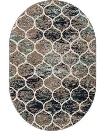 Geometric rounded trellis frieze rug (square oval &