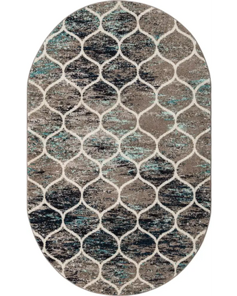 Geometric rounded trellis frieze rug (square oval &