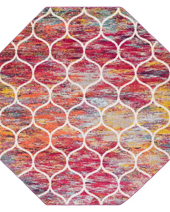 Geometric rounded trellis frieze rug (square oval &