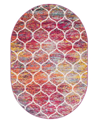 Geometric rounded trellis frieze rug (square oval &