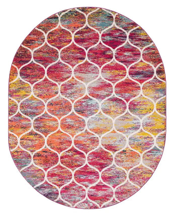 Geometric rounded trellis frieze rug (square oval &