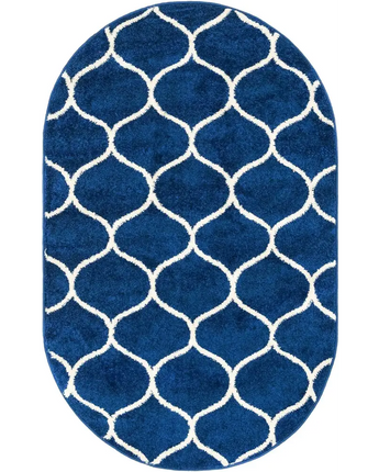 Geometric rounded trellis frieze rug (square oval &