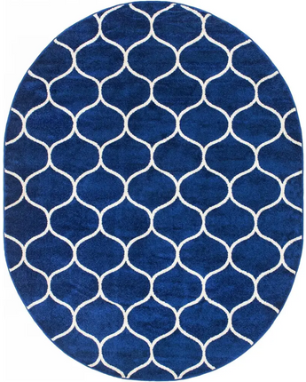 Geometric rounded trellis frieze rug (square oval &