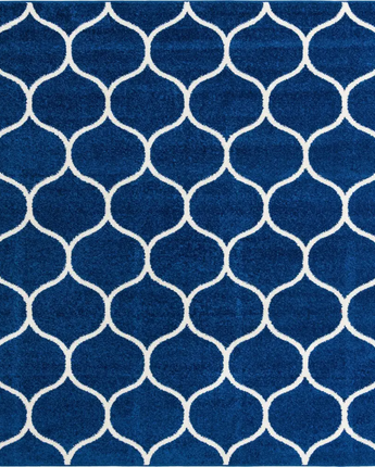 Geometric rounded trellis frieze rug (square oval &