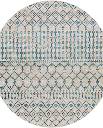 Jesmyn washable area rug - Turquoise Blue / Beige / Round