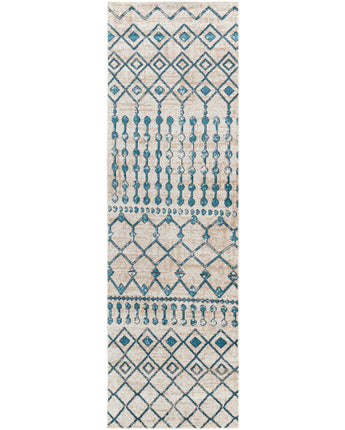 Jesmyn washable area rug - Turquoise Blue / Beige / Runner