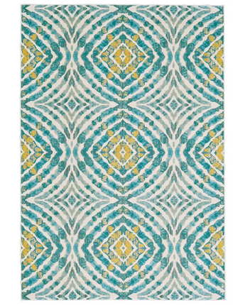 Keats abstract ikat print rug - Blue / Yellow / Rectangle