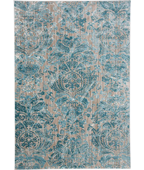 Keats scroll print textured - Blue / Beige / Rectangle