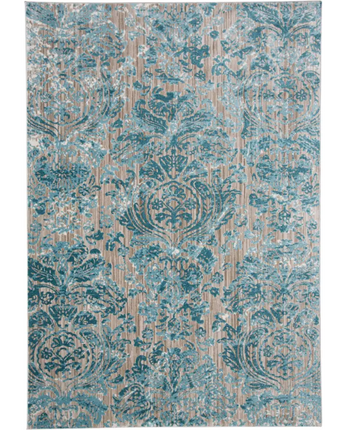 Keats scroll print textured - Blue / Beige / Rectangle