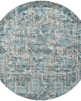 Keats scroll print textured - Blue / Beige / Round