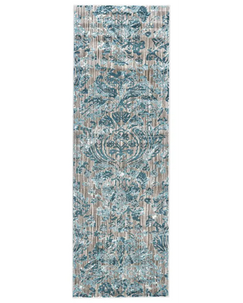 Keats scroll print textured - Blue / Beige / Runner