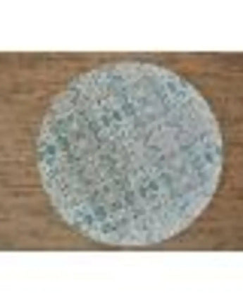 Keats scroll print textured rug - Teal / White / Round