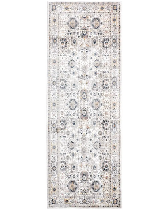 Kyra geometric floral rug - White / Blue / Runner