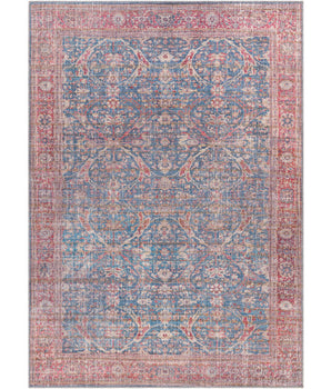 Lilies washable area rug - Blue / Rectangle / 5x7 - Area