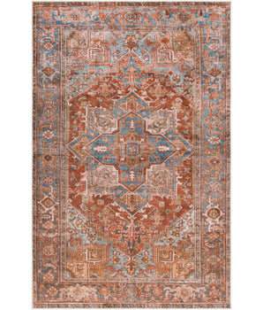 Lyon washable area rug - Coral / Multi / Rectangle / 2x3