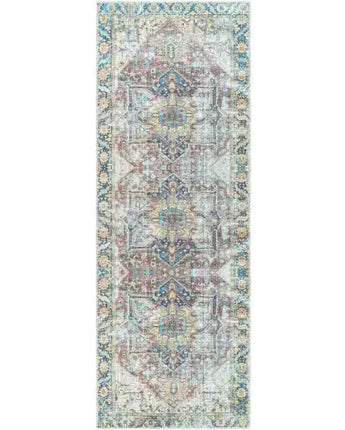 Marlais washable area rug - Light Gray / Sage / Runner