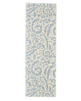 Milton Contemporary Print Floral Rug - Blue / White / Runner