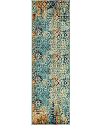 Modern designed pollock vita rug - Turquoise / Runner