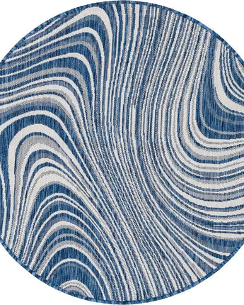 Modern outdoor modern pool rug - Blue / 4’ 1 x 4’ 1 / Round