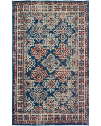 Nolan vinatge style tribal kazak rug - Blue / Red