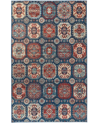 Nolan vinatge style tribal kazak rug - Blue / Red