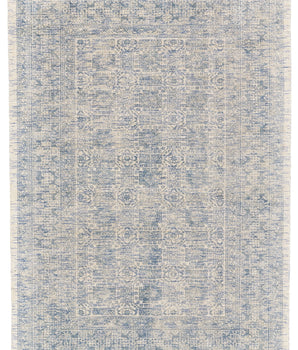 Reagan distressed ornamental wool rug - White / Blue