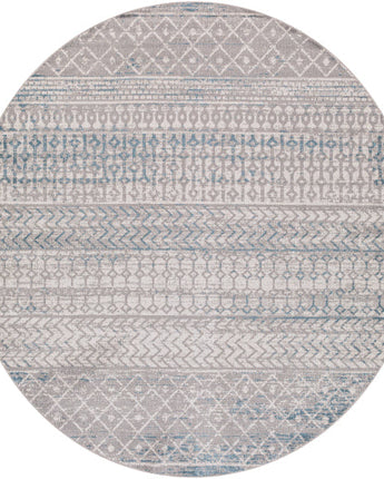 Reem washable area rug - Gray / Light Blue / Round