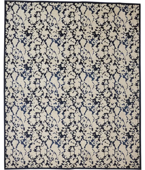 Remmy abstract floral rug - White / Blue / Rectangle