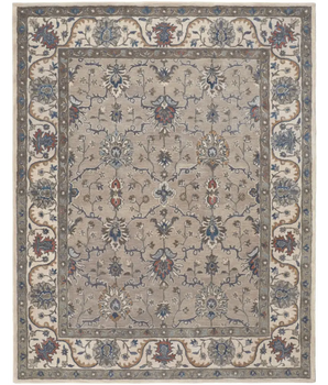 Rylan tufted persian floral rug - Gray / Blue / Rectangle