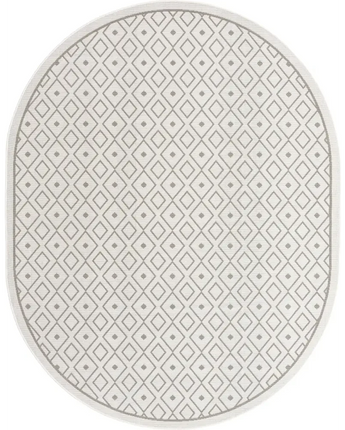 Scandinavian outdoor trellis kafes rug - Ivory / 7’ 10 x 10’
