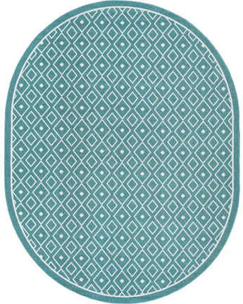 Scandinavian outdoor trellis kafes rug - Teal / 7’ 10 x 10’