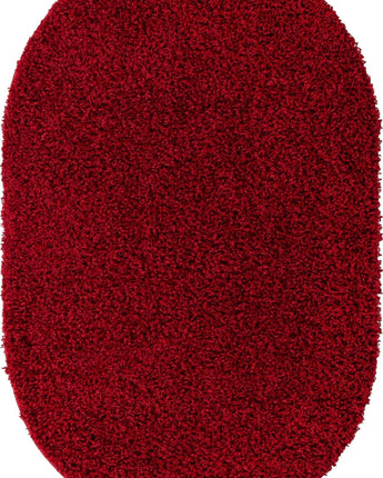 Solid shag area rug - Cherry Red / Oval / 3x5 Oval - Area