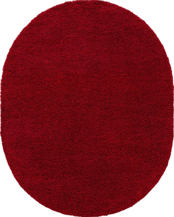 Solid shag area rug - Cherry Red / Oval / 8x10 Oval - Area