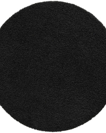 Solid shag area rug - Jet Black / Round / 5 Ft Round - Area