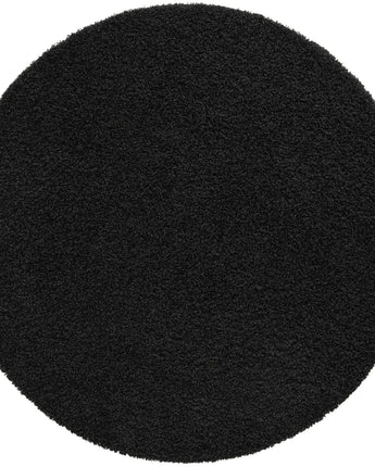 Solid shag area rug - Jet Black / Round / 7 Ft Round - Area