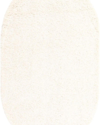 Solid shag area rug - Snow White / Oval / 5x8 Oval - Area