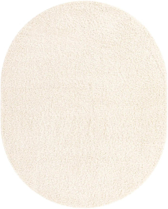 Solid shag area rug - Snow White / Oval / 8x10 Oval - Area