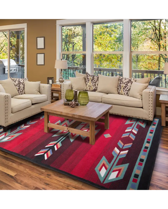 Southwestern designed aztec red area rug - Area Rugs