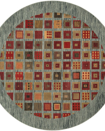 Southwestern rustic designed fars area rug - Blue / Round