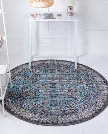 Southwestern sophisticated tribal area rug - Gray / Round