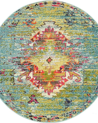 Southwestern vista turquoise area rug - Round / 4 Ft Round