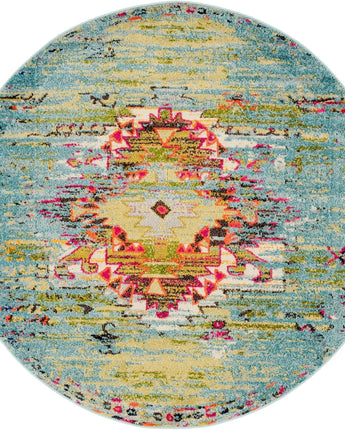 Southwestern vista turquoise area rug - Round / 6 Ft Round