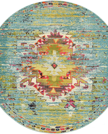 Southwestern vista turquoise area rug - Round / 8 Ft Round